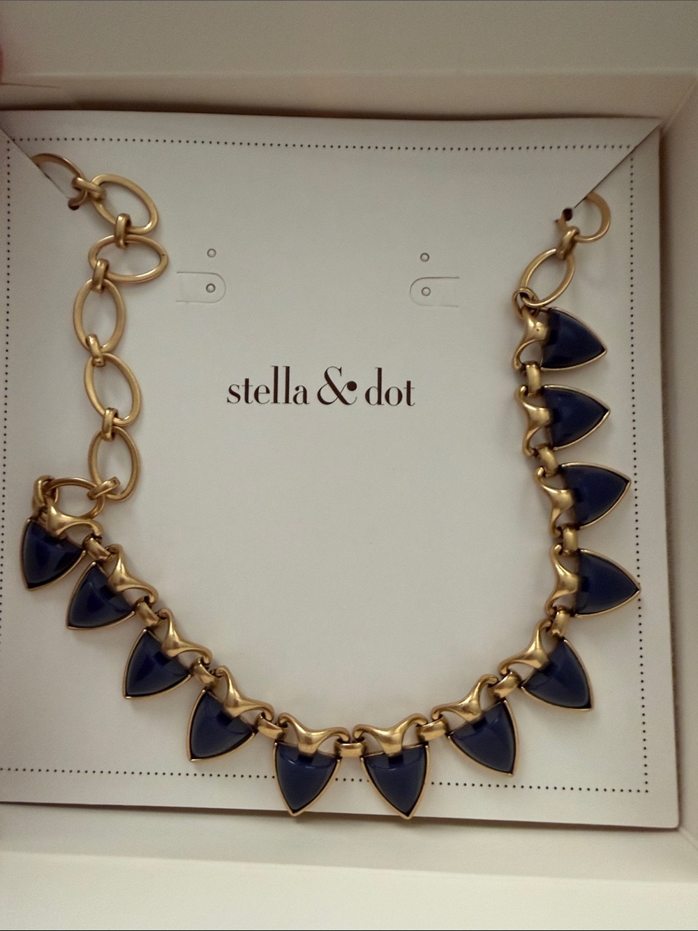 Stella & Dot Lottie Navy Triangle Charm Statement Necklace